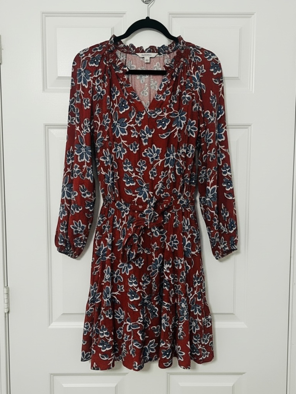 Sonoma Women's Red Floral Tie-Waist Dress Size M